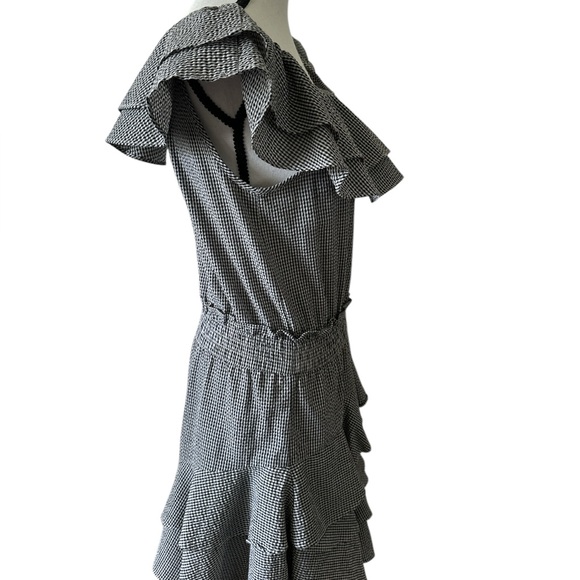 LOVESHACKFANCY Black & White Gingham Ruffle Mini Dress Size S - Picture 2 of 6